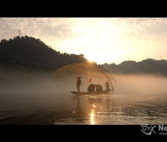 夕阳下的山水渔家美景RAW调色素材百度云下载