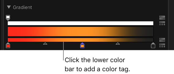 渐变控制中一个新颜色标记显示在较低渐变条的下方