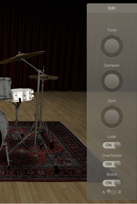 图。Drum Kit Designer 中的“编辑”面板。